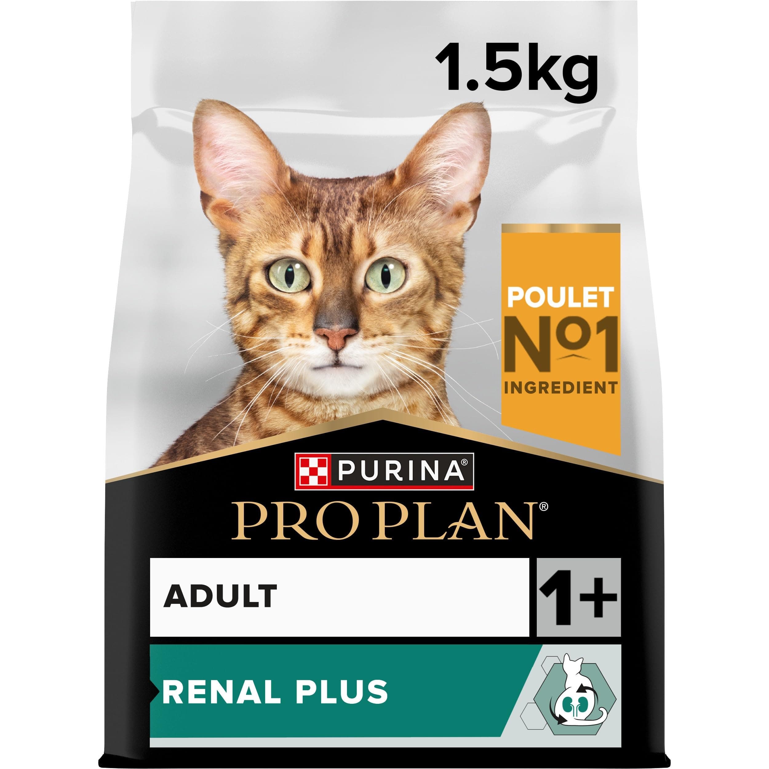 PURINA PRO PLAN | Renal Plus | Cat | Complete Dry Food for Sterilized Adult Cats | Helps Maintain Healthy Kidney Function and Urinary System | Chicken | Bag | Pack of 6 x 1.5 kg
