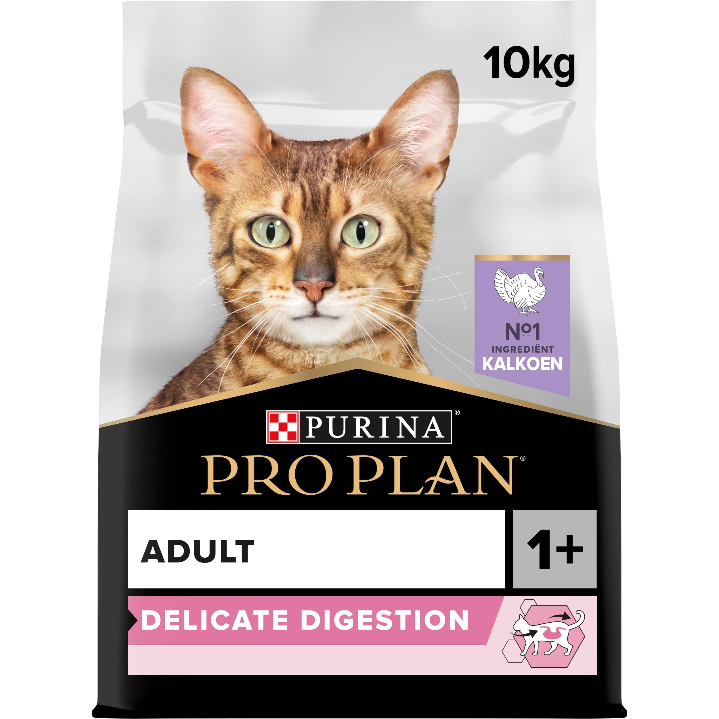 PURINA PRO PLAN | Adult DELICATE DIGESTION | Complete Food for Adult Cats | Promotes a Healthy Digestive System | Dry Food | Turkey | Bag | 10 kg