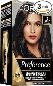 L'Oreal Paris Permanent Hair Colour with Hair Colour and Nourishing Balm Preference, 3 x Dark Natural Brown - Image 1