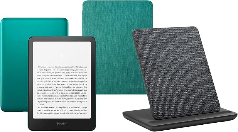 Kindle Paperwhite Signature Edition (2024 Release) 32 GB without ads, Jade Amazon Clear back Cover and a Made for Amazon Wireless Charging Dock - Image 1