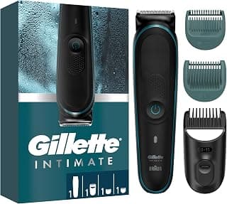 Gillette Intimate Tondeuse Intime Homme l5 Pour Un Rasage Doux Du Pubis, Tondeuse Electrique, Etanche et Sans Fil, 3 Sabots, Lames Affutées Inusables Sans Besoin De Rechange, Technologie Braun