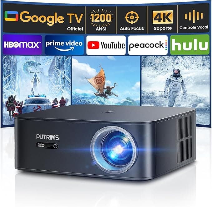Google 4K Video Projector【1500 ANSI/Google TV】 Netflix/Disney+ Official, Auto Focus/Keystone Projector WiFi6 Bluetooth Full HD 1080P, Voice Control, 50% Zoom Day Video Projector Home Cinema/Outdoor