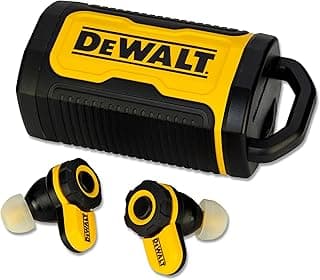DEWALT Écouteurs sans Fil Bluetooth Robustes Jobsite Pro X2 ANC, réduction Active du Bruit, Commandes rotatives, autonomie de 10 h (Plus de 40 h avec étui), 4 Modes d'égalisation, IP54