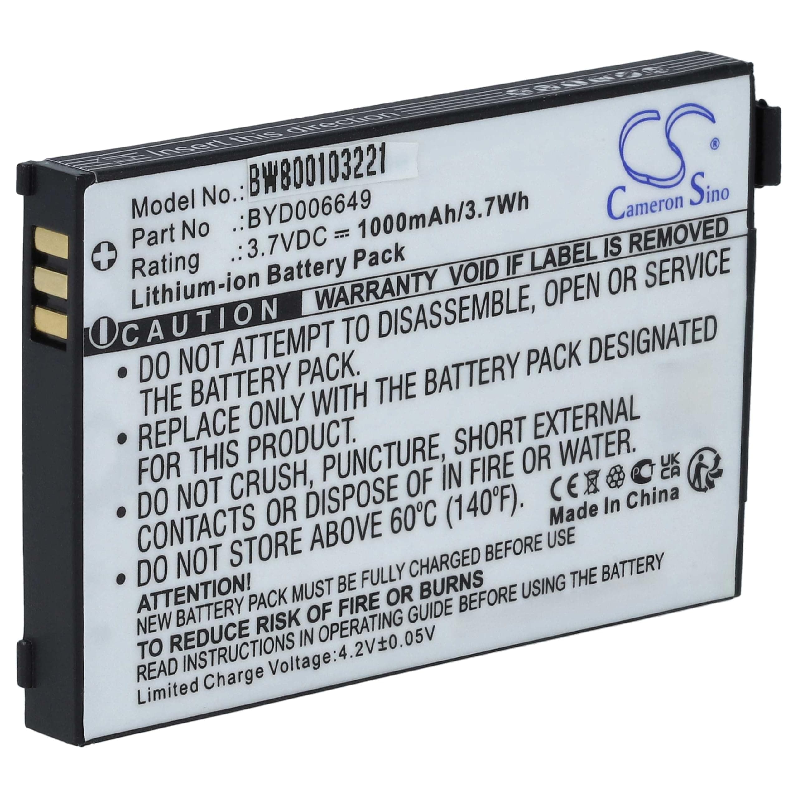 vhbw Battery Compatible with NUK 10256296, BM300 Parent Unit, Eco Control + Video Baby Monitor, Baby Monitor (1000mAh, 3.7V, Li-ION) - Image 1