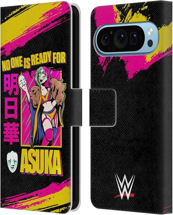 Head Case Designs sous Licence Officielle WWE Personne n'est Prêt Asuka Étui Portefeuille en Cuir Compatible avec Google Pixel 9 / Pixel 9 Pro