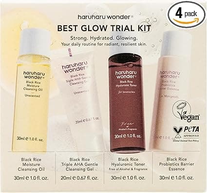 haruharu Wonder Best Glow Trial Kit, Strong, Hydrated, Glowing, Daily Routine, Mini Size, Double Cleansing, Toner, Barrier Essence