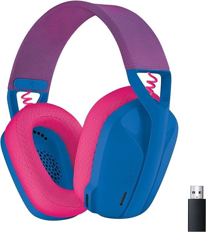 Logitech G G435 LIGHTSPEED Wireless + Bluetooth Gaming Headset, Lightweight, Built-in Microphone, 18H Battery, Compatible with Dolby Atmos, PC, PS4, PS5, Mobile, Nintendo Switch & Switch 2 – Blue