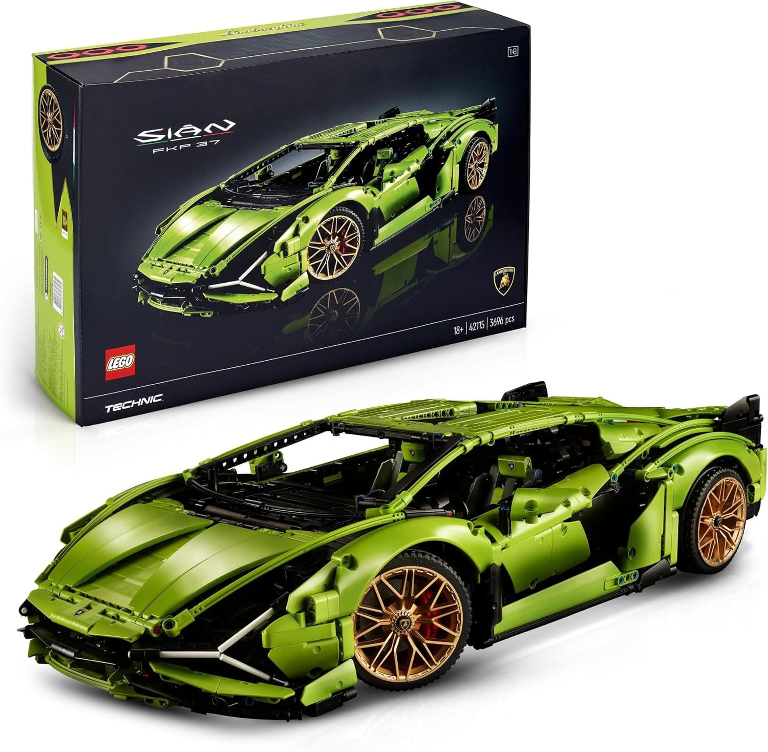 LEGO 42115 Technic Lamborghini Sián FKP 37, Maquette de Voiture à Construire, Modèle Réduit, Construction pour Adultes, Idée Cadeau Hommes et Femmes