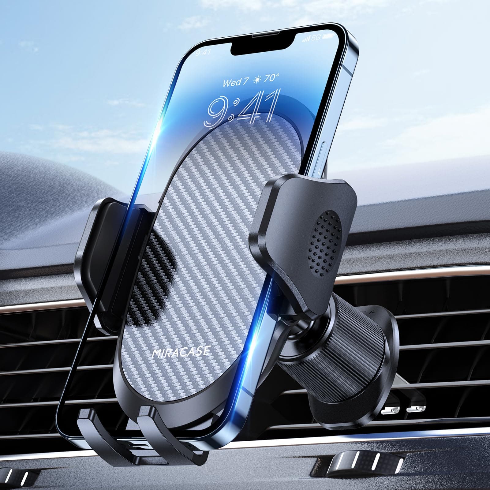 Mobil Miracase Car Mobile Phone Holder [Double Hook More Stable] Car Air Vent Cell Phone Holder Universal 360° Holder for iPhone 16 Pro Max 15 14