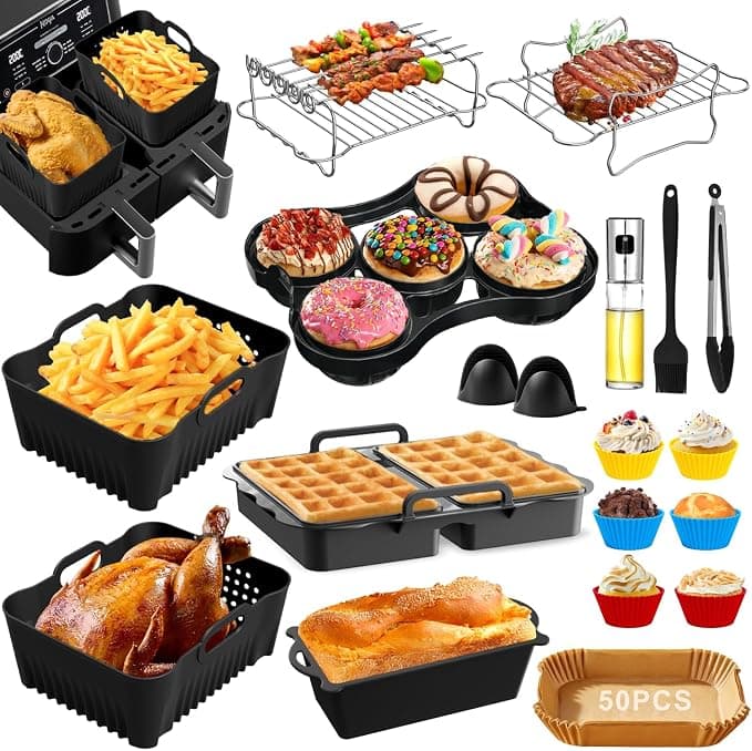 Ninja Air Fryer Silicone Mould - Air Fryer Accessories for Ninja Foodi Max Dual Zone AF400EUCP DZ400EUSTGD SL400EU, Philips 4000 Series NA460 Accessories for Ninja Fryers 8.5L-9.5L with Grill