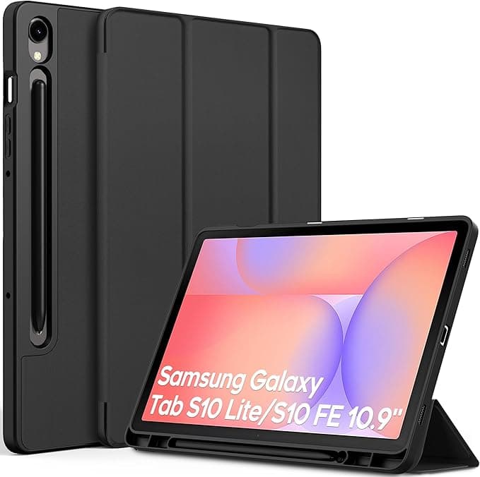 EasyAcc Case for Samsung Galaxy Tab S10 Lite 10.9 Inch 2025 / S10 FE 10.9 2025 / S9 FE 10.9 / S9 11 Inch 2023 with Pen Holder Pen Holder Ultra Slim TPU Protective Case Cover Black - Image 1