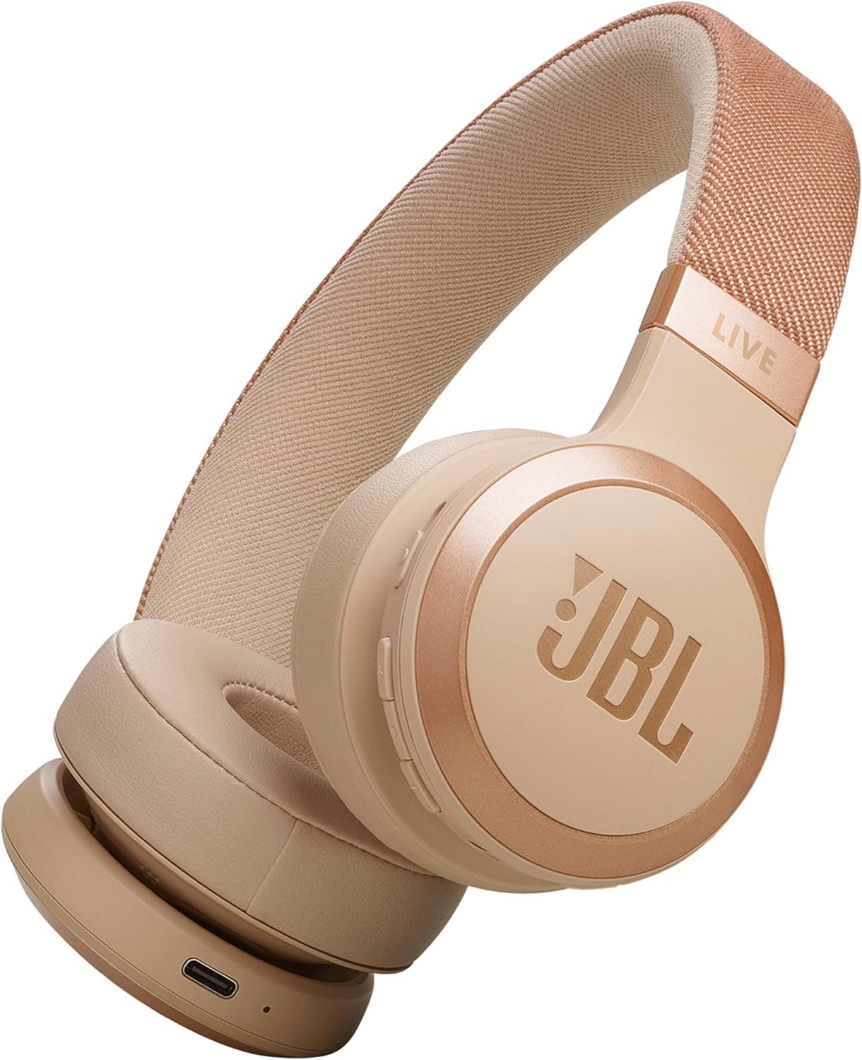 JBL Live 670NC On-Ear Headphones, Bluetooth 5.3, Multi-Source Connection, Adaptive Noise Reduction and Smart Ambient, Up to 65 Hours of Battery Life, Beige