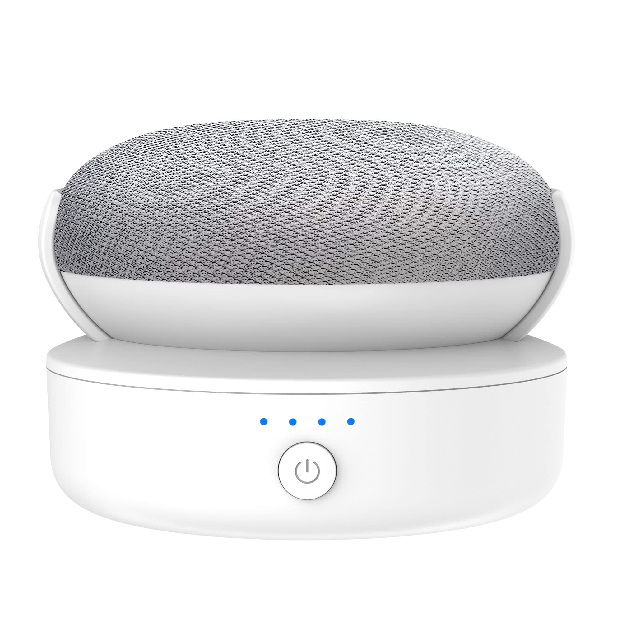 Google PlusAcc Battery Base Compatible with Google Nest Mini - Portable Outdoor Battery Holder Accessory for Kitchen and Garden, Power 9 Hours Playtime (White)