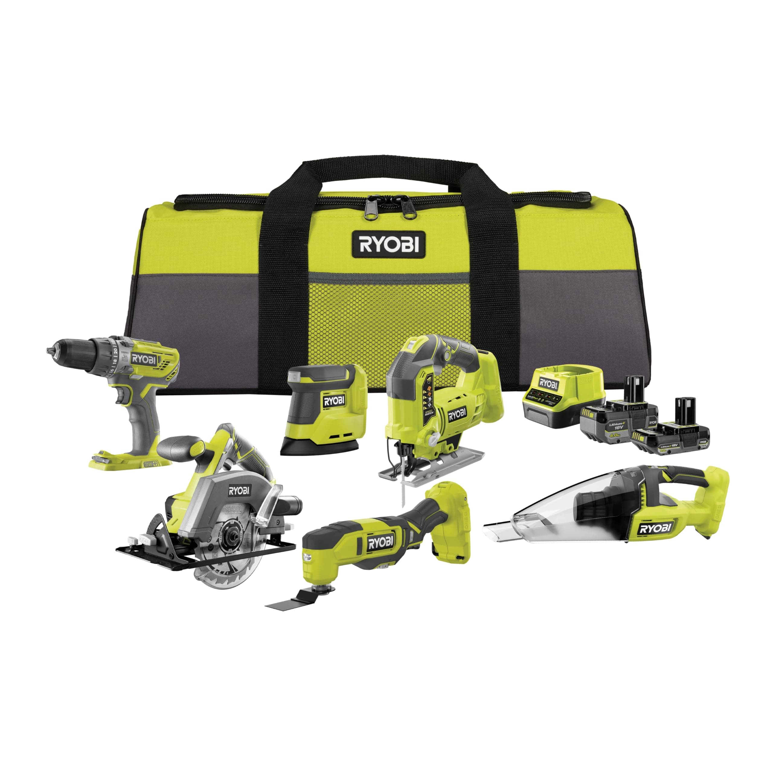 RYOBI - Kit 6 outils 18V ONE+ RCK186O-242SZL : Percesue à percussion 50nm, Scie sauteuse, Ponceuse triangulaire, outil multi-fonction - Image 3