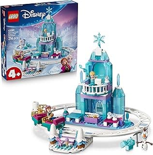 Disney Frozen Ice Castle and Elsa's Snowy Trail - Anna & Elsa Mini Dolls, Olaf Figure, Train Circuit & Sleds - Gift for Girl from 4 Years 43281