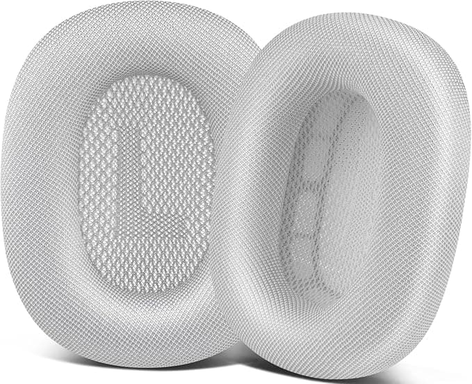 SOPROM Replacement Earpads for Apple Airpods Max with Durable Mesh Fabric, Softer Foam and Magnet - Silver - Image 1