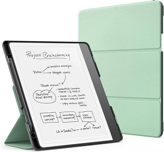 MoKo Stand Case for Kindle Scribe (Model 2024/2022) Premium Leather Case with Pen Holder, Auto Sleep/Wake for Amazon Kindle Scribe 2024 10.2 inch, Agave Green - Image 1