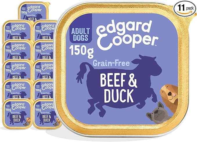 Edgard & Cooper Adult Food Box for Dogs Cereal-Free Food, Healthy Eating, Tasty and Balanced Food, Quality Proteins (Beef/Duck, 150g x 11) - Image 1