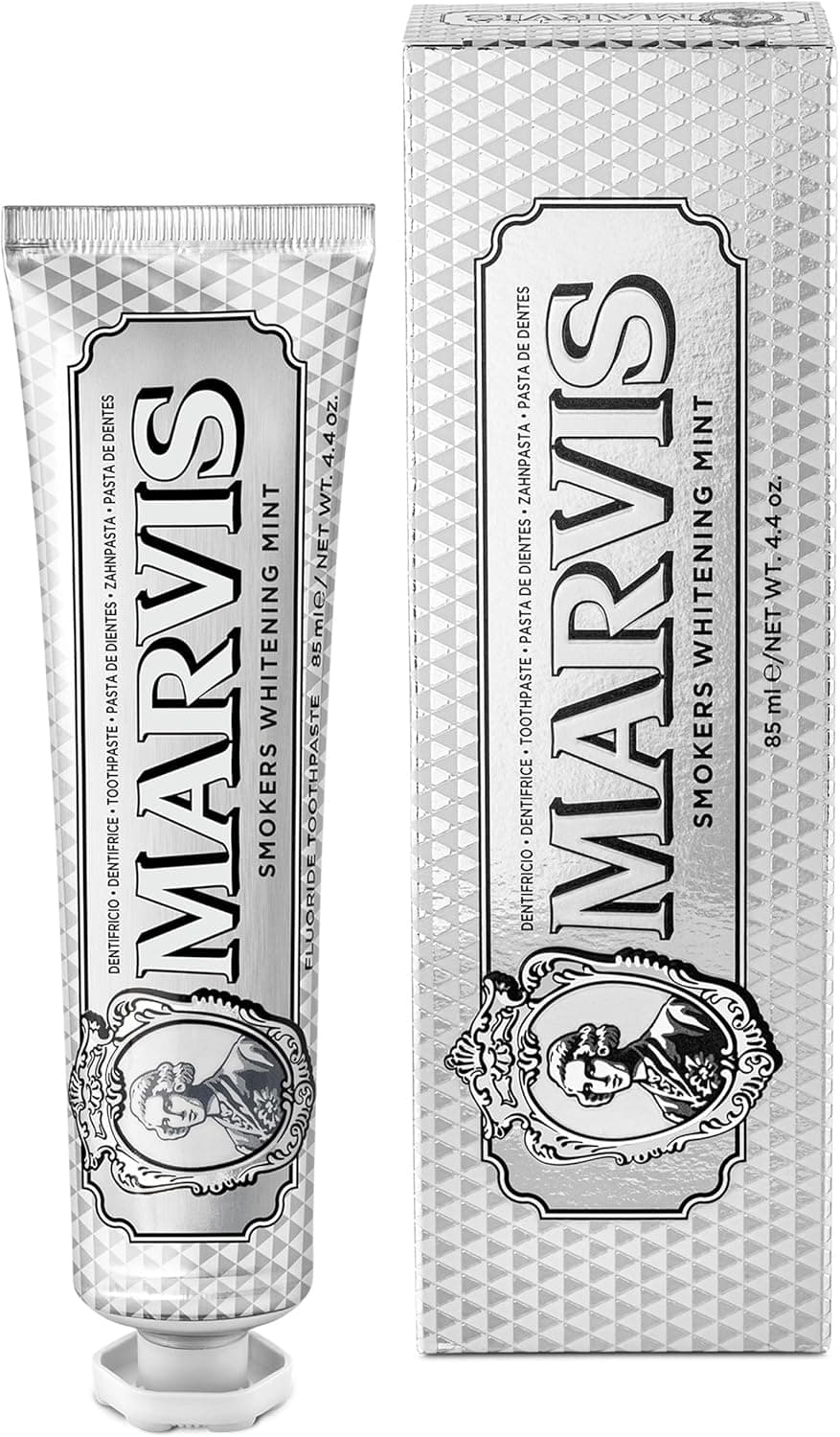 Marvis Marvis Dentifrice blanchissant pour fumeurs, Menthe, 85 ml, Favorise le blanchiment naturel des dents, Dentifrice anti-plaque & fraîcheur longue durée