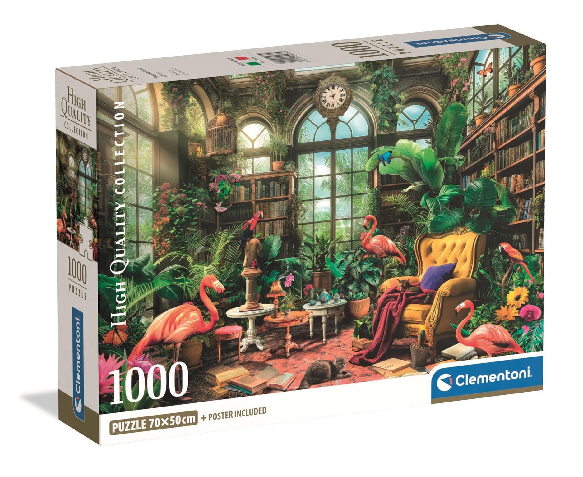 Clementoni - Puzzle for Adults 1000 Pieces, HQC The Greenhouse Library - Compact Box, Box Made in Italy, 39936 - Image 1