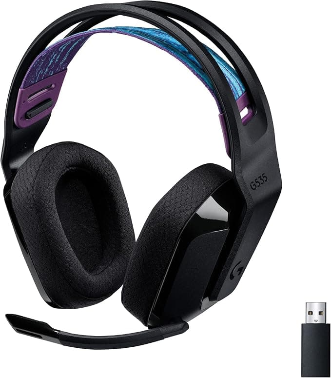 Logitech G 535 Lightspeed Wireless Gaming Headset - Lightweight Over-Ear Headphones with Mic with Flip-Up Mute Function, Stereo, Compatible with PC, PS4, PS5, USB Rechargeable - Black - Image 1