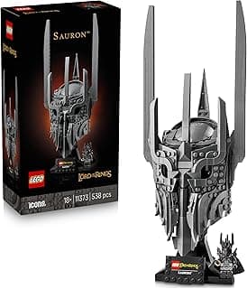 LEGO Icons Le Seigneur des Anneaux : Le Casque de Sauron - Maquette pour Adulte - Décoration avec l'anneau Unique & Minifigurine Collector - Idée Cadeau DIY pour Fans de la Saga 11373