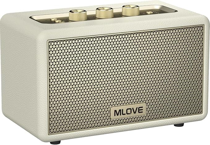 MLOVE A200 Portable Bluetooth Speaker with Aux Input, Micro SD Card Slot, USB Port, Powerful Subwoofer, TWS Pairing, Long Battery and Power (White) - Image 1
