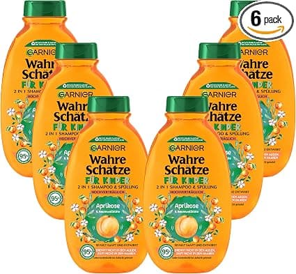 Garnier Kids Shampoo, 2-in-1 Gentle Shampoo for Sensitive and Easy Detangling Hair, Apricot and Cotton Flower, 250ml - Image 1