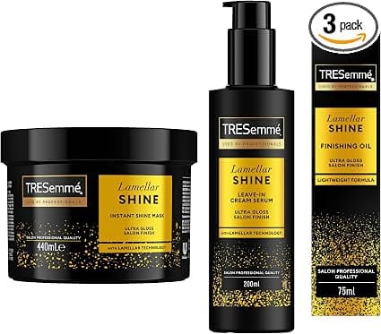 TRESemmé Mask, Serum Cream Leave-In Cream, Lamellar Shine Finishing Oil Hair Care Set with Patented Lamellar Technology for Salon Finish 400ml + 200ml + 75ml 3 Pieces - Image 1