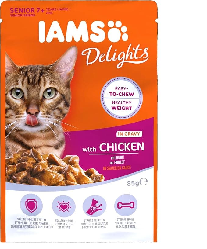 IAMS Advanced Nutrition Senior Cat 7 Years + in Wet Bags - Chicken in Sauce - 85g (24) - Image 1