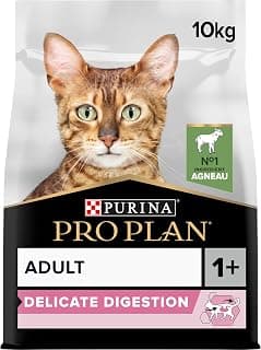 PURINA PRO PLAN | Adult DELICATE DIGESTION | Complete Food for Adult Cats | Promotes a Healthy Digestive System | Kibble | Lamb | Bag | 10 kg