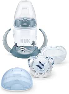NUK Gift Set, First Choice Learner Feeding Bottle, Soother and Soother Box Limited Edition 6-18 months Blue