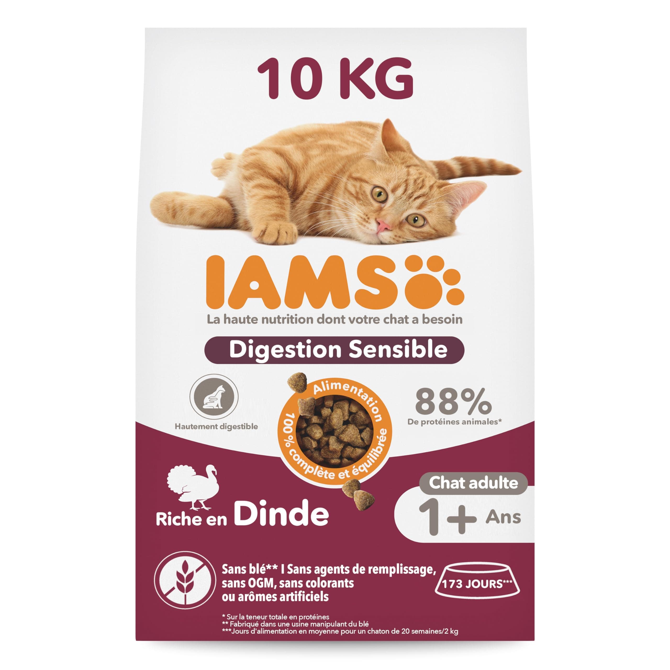 IAMS Advanced Nutrition Adult Cat Sensitive Digestion Dry Food - Turkey - 10 kg - Image 2