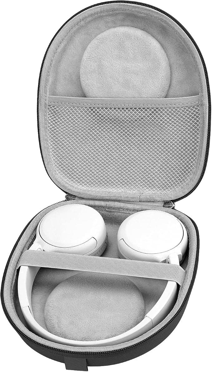 Linkidea Hard Carrying Case for Sony WH-CH520/WH-CH510/MDR-ZX310/Skullcandy Riff 2 Headphones with Charging Cable (Black) - Image 1