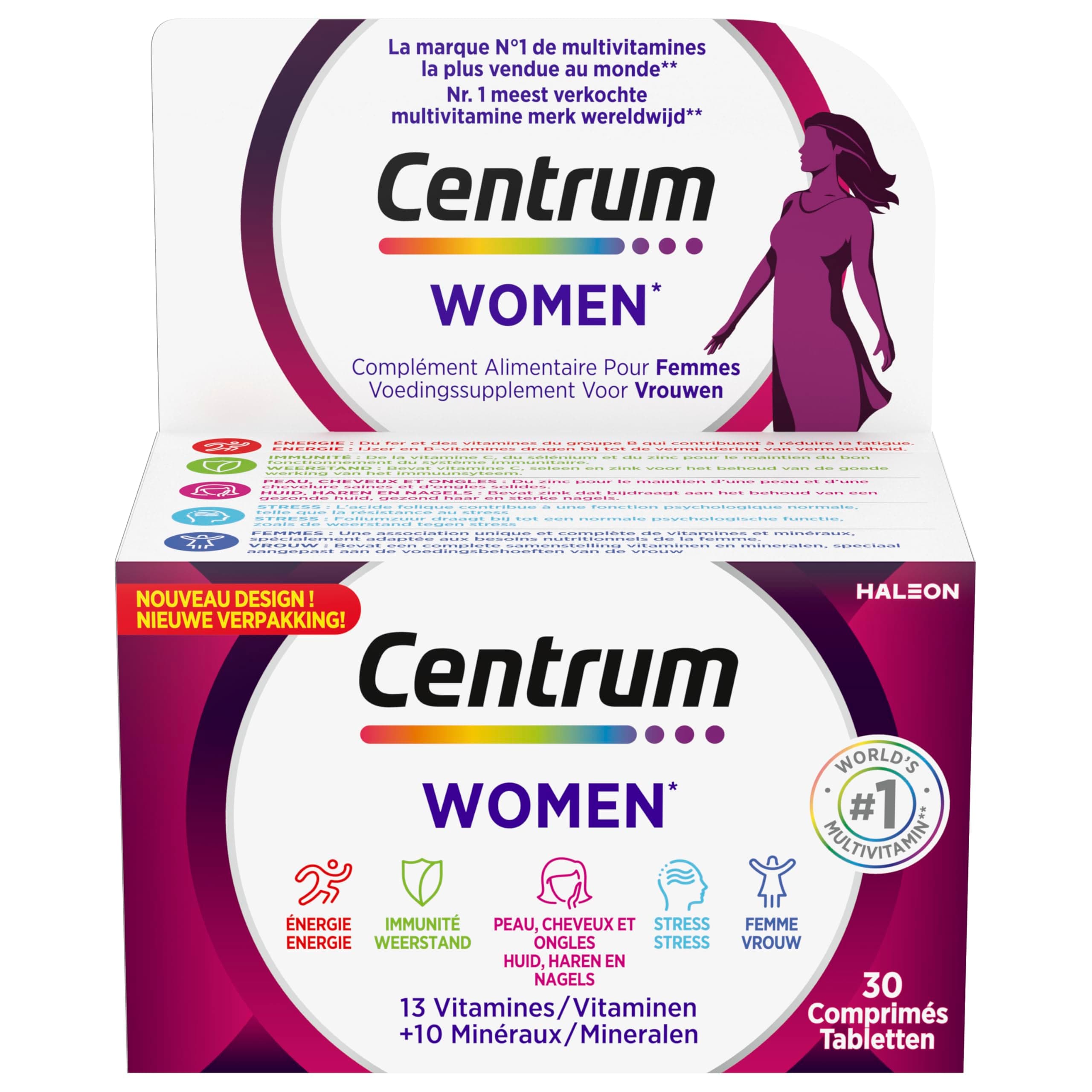 CENTRUM Women Multivitamins and Minerals for Women - 23 Nutrients Vitamin D, C, B12, B7, Iron & Zinc - Food Supplement Fatigue, Immunity & Skin, Hair, Nails - 30 Tablets - 1 Month - Image 10
