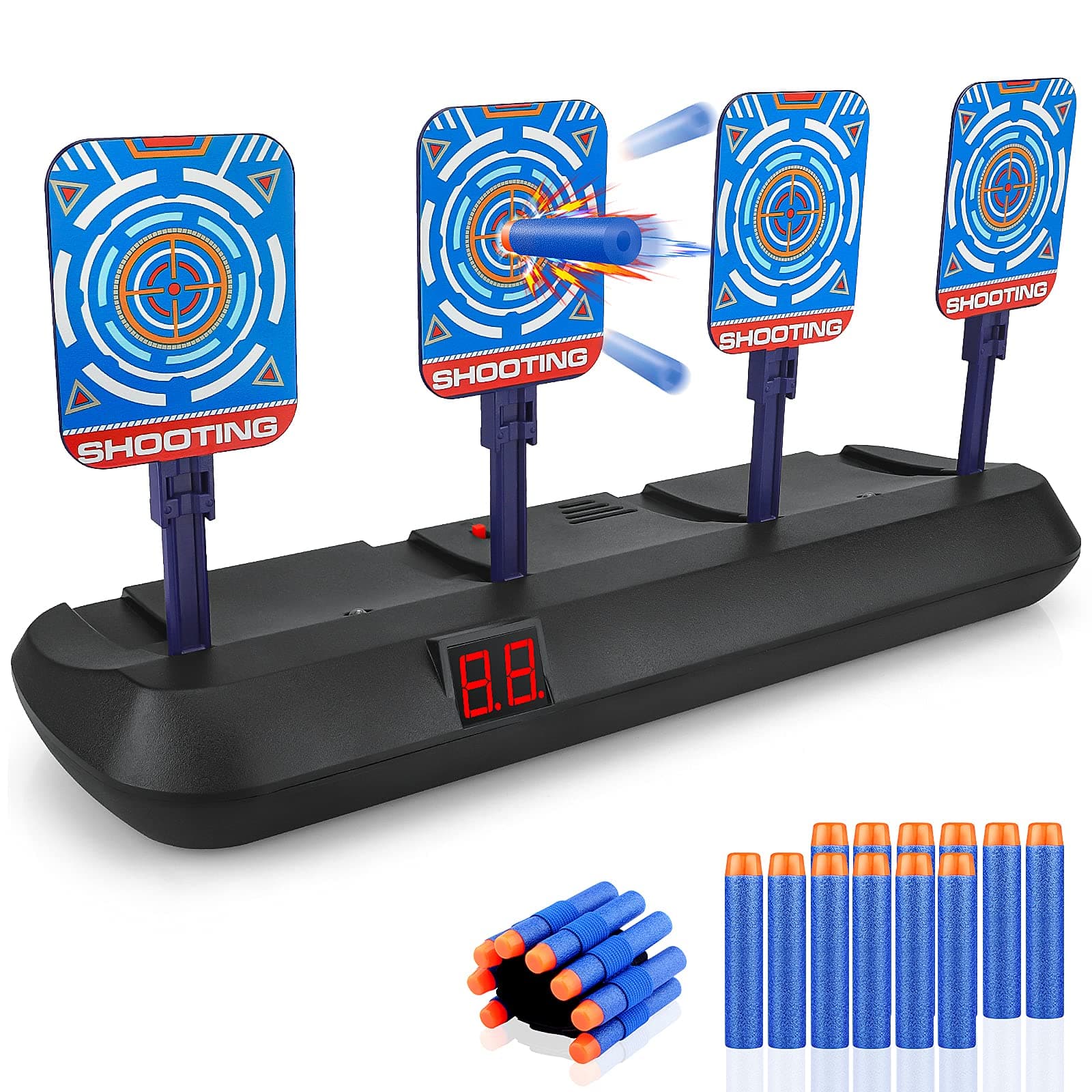 Nerf Electronic Nerf Target, Teenage Boy Gift 3-10 Years, Automatic Sports Shooting Target Game with Sound Effect, 20 Darts for Nerf Gun Toy Children Birthday Christmas Easter Gifts