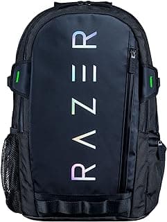 Razer Rogue V3 Backpack (15.6") - Sac à Dos de Voyage Compact (Compartiment pour Ordinateur Portable jusqu'à 15 Pouces, résistant à l'usure, Housse extérieure en Polyester) Noir/Chroma