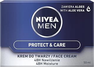 NIVEA Men Crème Hydratante Protect & Care pour Visage avec Aloe Vera, 48H Hydratation, 50ml, Sans Alcool, Pour Peau Sensible