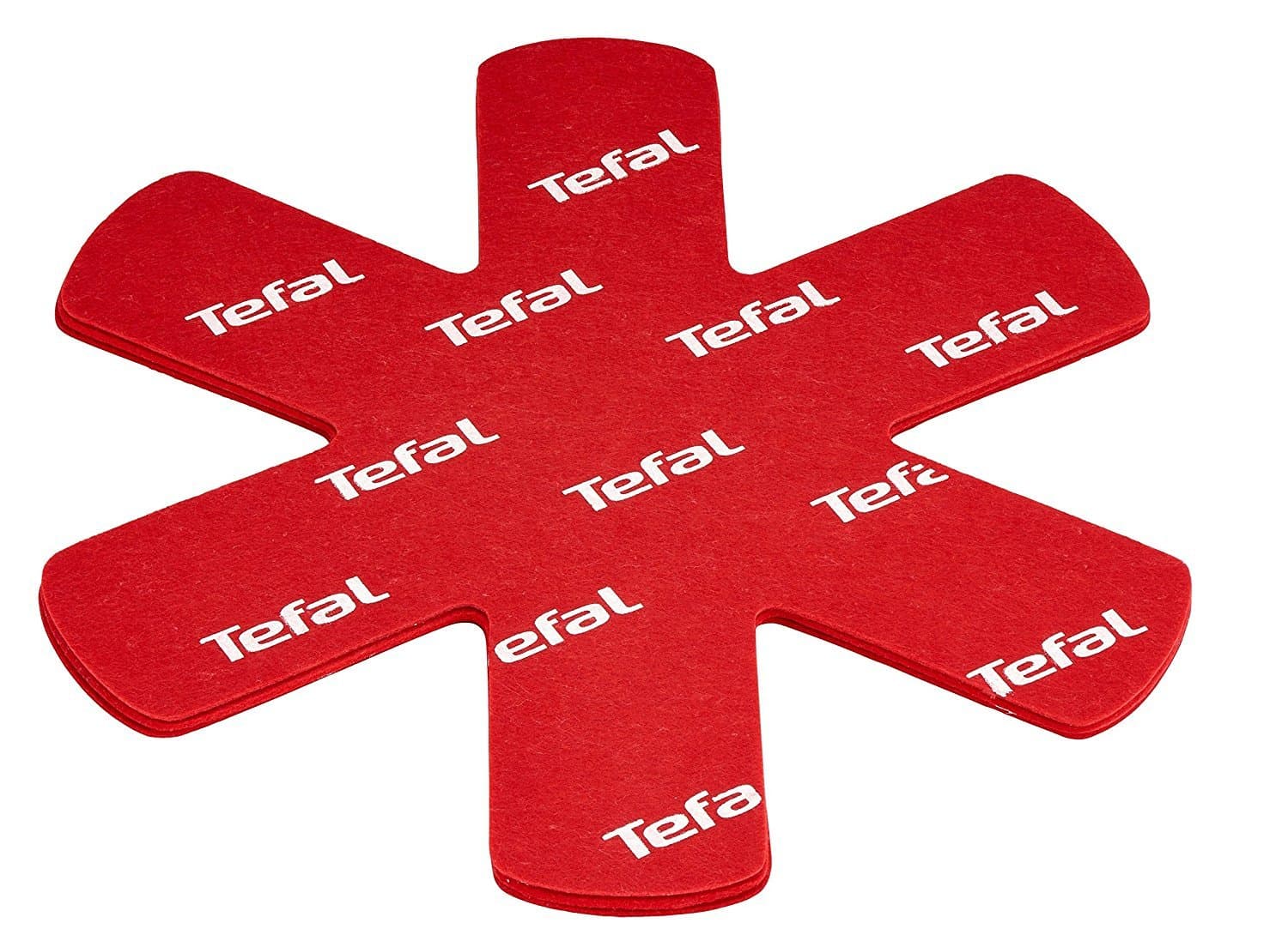 Tefal 4 x Tefal K2203004 Frying Pan Protectors Prevents Scratches Extends the Life of Your Pans and Saucepans Woks Soft Felt Material 38 cm Red