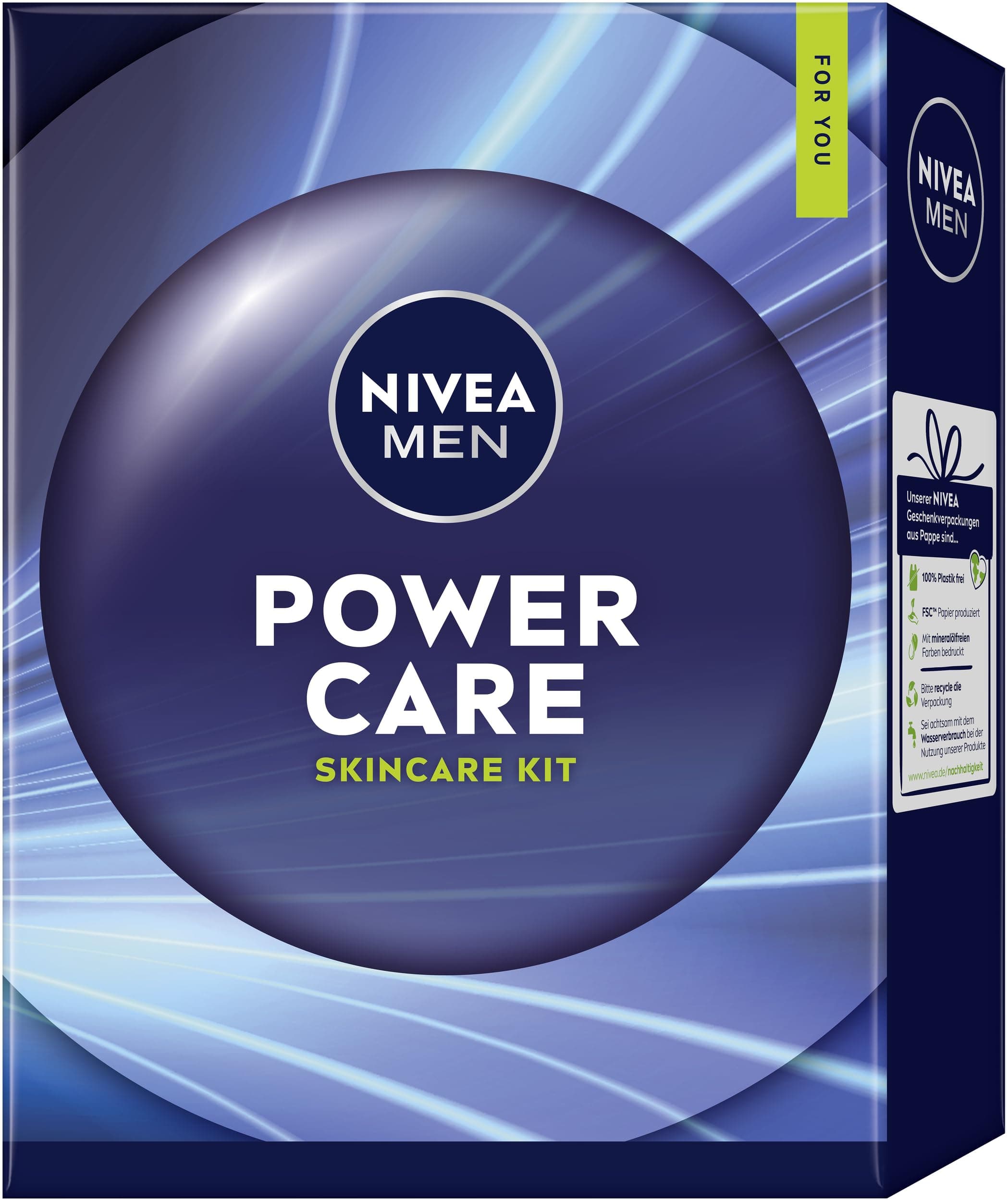 NIVEA MEN Power Care Gift Set for Men, Gift Set with Shower Gel (250ml), Roll-On Deodorant (50ml), Face Care (30ml) and Eye Care (15ml) - Image 1
