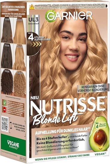Garnier Nutrisse Blonde Lift Lightening for Dark Hair in Honey Brown with 4 Levels of Lightening Without Bleaching - Image 1