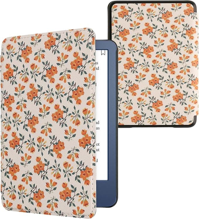 kwmobile Case Compatible with Amazon Kindle (2022/2024) Case - Magnetic Flip Case Tablet eReader Leatherette - Yellow-Green-Beige - Image 1