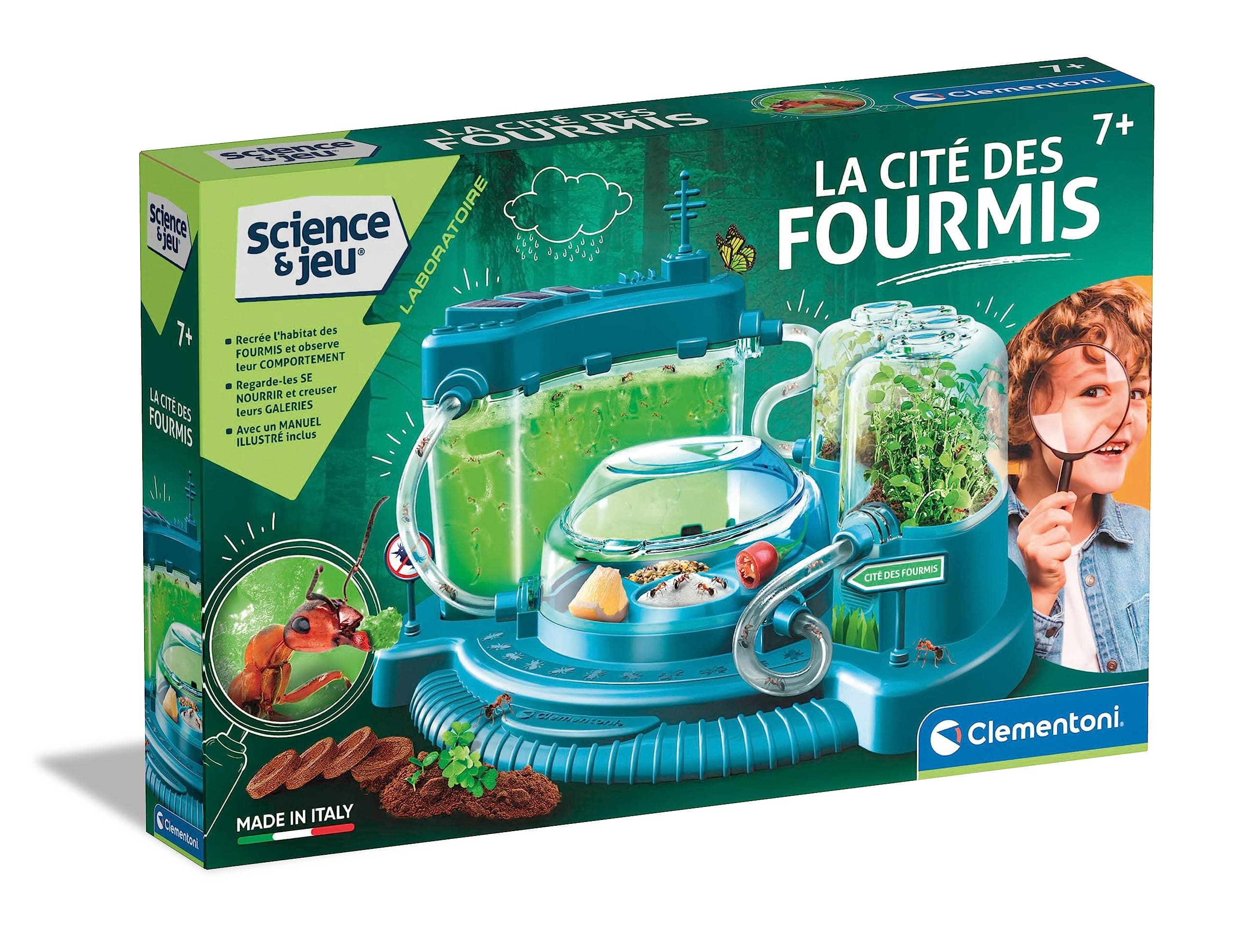 Clementoni Clementoni | Science & Play – The City of Ants for Kids 7+ | Building Ant with Transparent Modules, Gel, Botanical Greenhouse, Seeds and Tools | Nature and Insects Educational Game