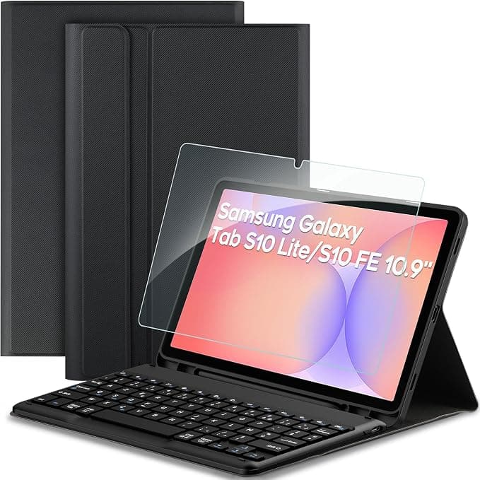 Samsung EasyAcc Keyboard Case for Samsung Galaxy Tab S10 Lite 5G / S10 FE / S9 FE / S9 10.9" / 11" (2025/2023) with Screen Protector, [AZERTY] Removable Keyboard Protective Case with Pen Holder, Black
