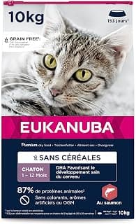 Grain Free Kitten Dry Food - Rich in Salmon - DHA, Non-GMO, Artificial Colors, Flavours - 10 kg