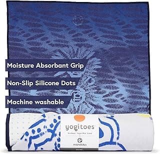 Manduka Yogitoes Yoga Towel for Mat, Non-Slip and Quick Dry for Hot Yoga with Rubber Bottom Grip Dots,Thin and Lightweight, 71 inches Long, Chakra Blue