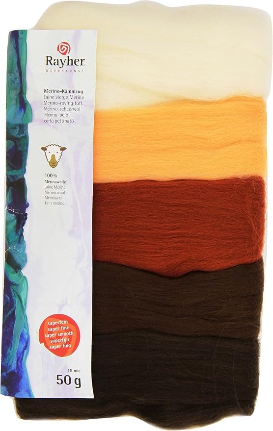 Rayher 5364900 Merino Wool 19 mic, 10 g x 5 colours brown tones, Braun-töne - Image 1