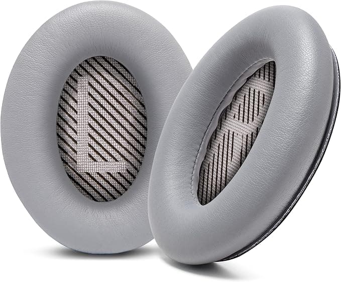 WC Wicked Cushions Upgraded Earpads for Bose QC35 & QC35ii (QuietComfort 35) Headphones - Soft Leather, Luxurious Memory Foam, Increased Thickness, Increased Durability | Silver - Image 1