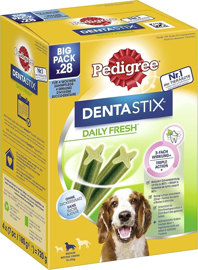 Pedigree Dentastix Fresh Premios Para Perros Grandes de Higiene Oral Contra El Mal Aliento, 180 g, 28 sticks - Image 1