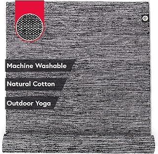 Shala Tapis de yoga tissé à la main, idéal pour les voyages et la méditation en plein air, fabriqué en coton recyclé, 180,3 x 66 cm